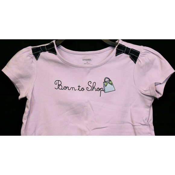2008 Gymboree Petite Mademoiselle Shirt sz 12 Lavender Born to Shop Embroidered - Picture 2 of 3